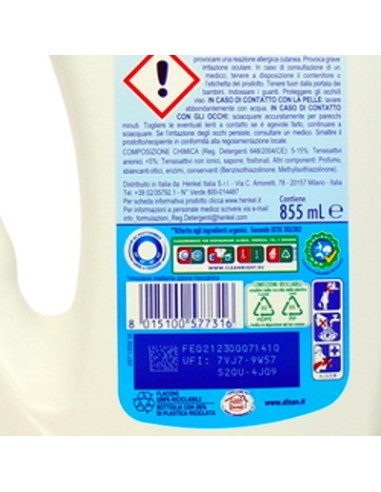 dixan detersivo lavatrice liquido 19 lavaggi - 855ml - pulito & igiene: tuttocasashop.live: prodotti per bucato e tessuti