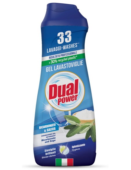 dual power detersivo gel lavastoviglie 660ml 33 lavaggi - bicarbonato salvia: tuttocasashop.live: pulizia e cura della casa