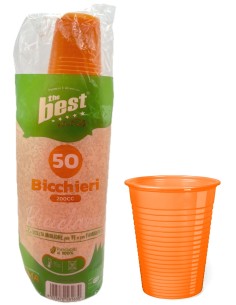 the best 50 bicchieri monouso in plastica - 200cc - arancio: tuttocasashop.live: carta & monouso