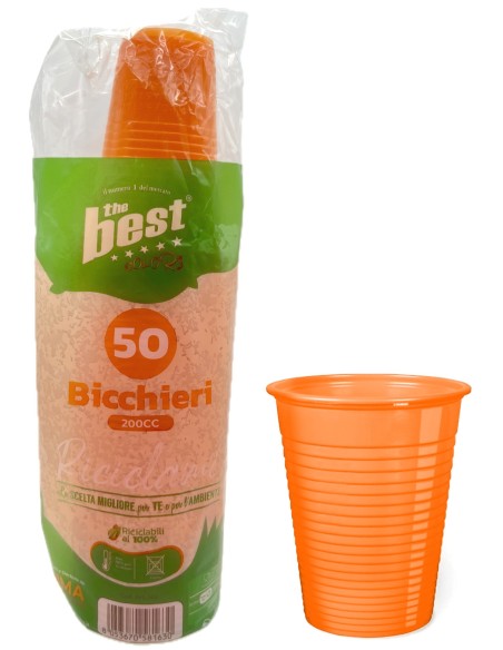 the best 50 bicchieri monouso in plastica - 200cc - arancio: tuttocasashop.live: carta & monouso