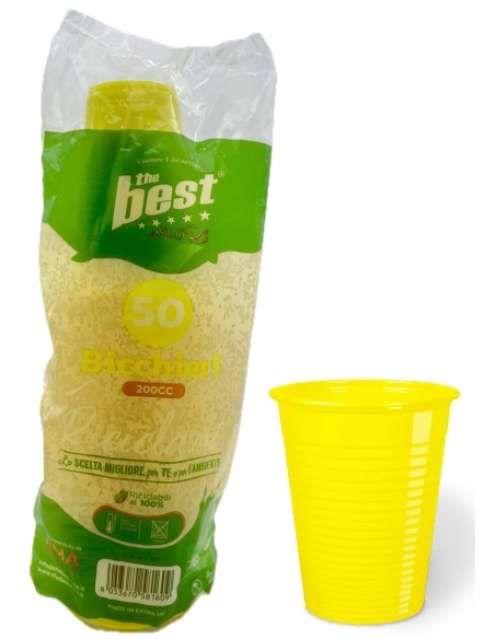 the best 50 bicchieri monouso in plastica - 200cc - giallo: tuttocasashop.live: carta & monouso