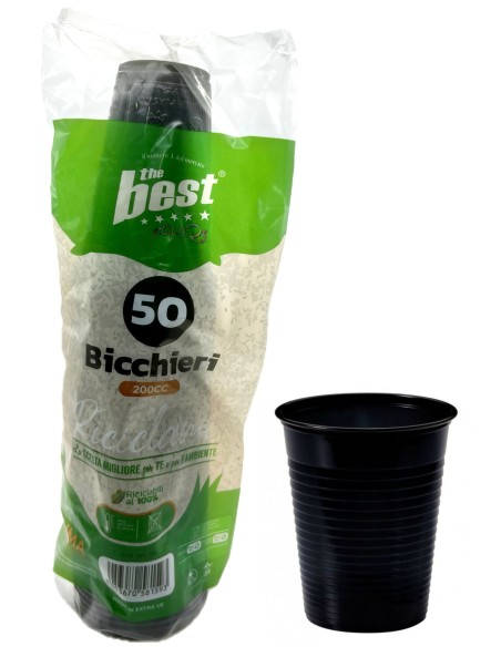 the best 50 bicchieri monouso in plastica - 200cc - nero: tuttocasashop.live: carta & monouso