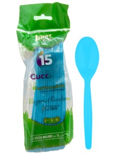 the best 15 cucchiai monouso in plastica - 17cm - azzurro: tuttocasashop.live: carta & monouso