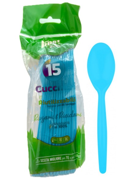 the best 15 cucchiai monouso in plastica - 17cm - azzurro: tuttocasashop.live: carta & monouso