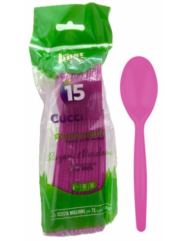 the best 15 cucchiai monouso in plastica - 17cm - fucsia: tuttocasashop.live: carta & monouso