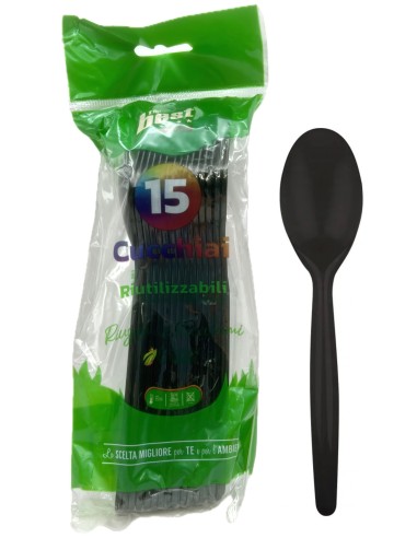 the best 15 cucchiai monouso in plastica - 17cm - nero: tuttocasashop.live: carta & monouso