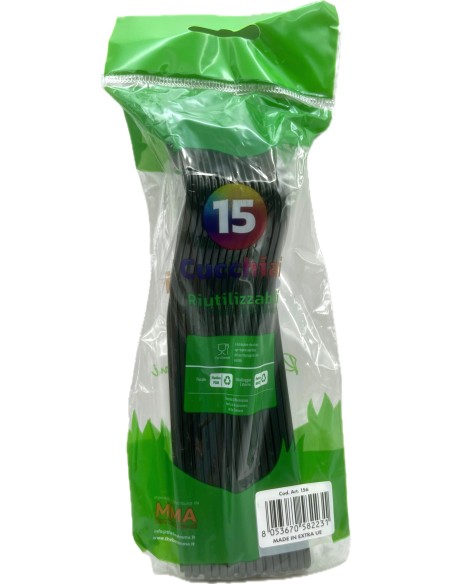 the best 15 cucchiai monouso in plastica - 17cm - nero: tuttocasashop.live: carta & monouso