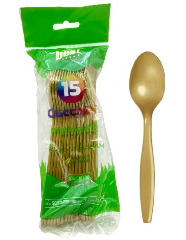 the best 15 cucchiai monouso in plastica - 17cm - oro: tuttocasashop.live: carta & monouso