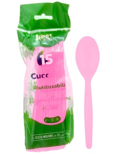 the best 15 cucchiai monouso in plastica - 17cm - rosa: tuttocasashop.live: carta & monouso
