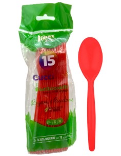 the best 15 cucchiai monouso in plastica - 17cm - rosso: tuttocasashop.live: carta & monouso