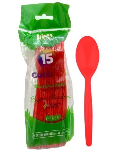 the best 15 cucchiai monouso in plastica - 17cm - rosso: tuttocasashop.live: carta & monouso