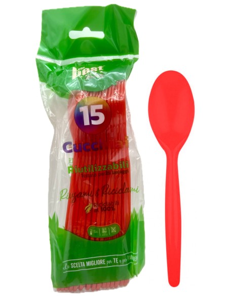 the best 15 cucchiai monouso in plastica - 17cm - rosso: tuttocasashop.live: carta & monouso