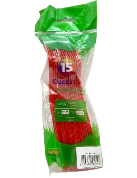 the best 15 cucchiai monouso in plastica - 17cm - rosso: tuttocasashop.live: carta & monouso