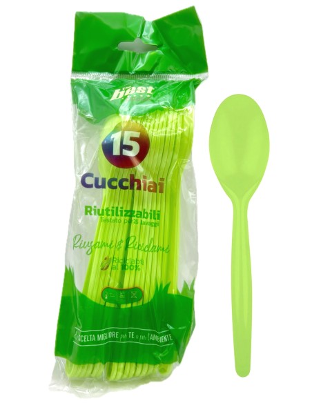 the best 15 cucchiai monouso in plastica - 17cm - verde: tuttocasashop.live: carta & monouso