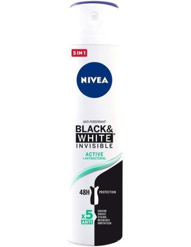 nivea deodorante spray formato maxi 200ml - black & white invisible - active: tuttocasashop.live: igiene e cura della persona