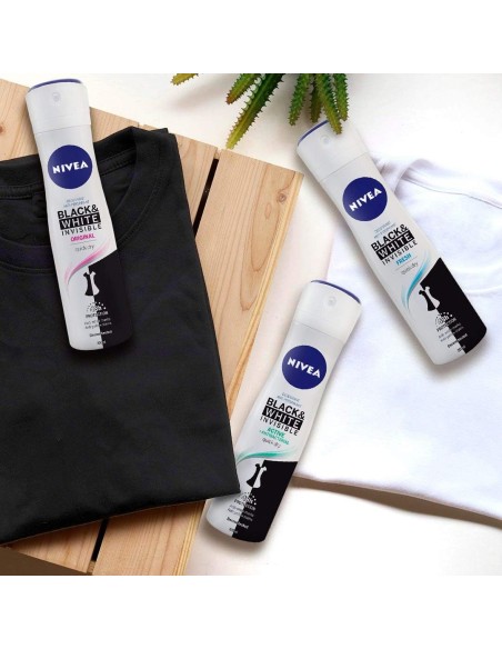 nivea deodorante spray formato maxi 200ml - black & white invisible - active: tuttocasashop.live: igiene e cura della persona