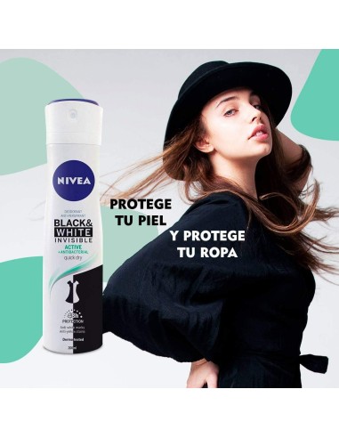 nivea deodorante spray formato maxi 200ml - black & white invisible - active: tuttocasashop.live: igiene e cura della persona