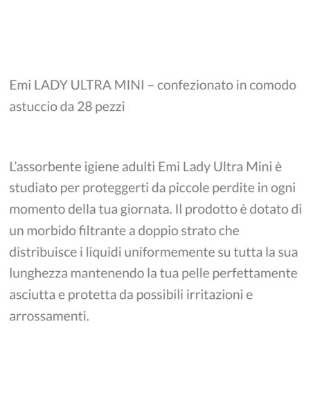 emi lady assorbenti lieve o leggera incontinenza - 28 pezzi - ultra mini: tuttocasashop.live: igiene e cura della persona