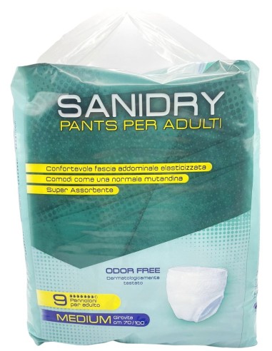 sanidry pannoloni mutandina per incontinenti - 9 pezzi - taglia m medium: tuttocasashop.live: igiene e cura della persona