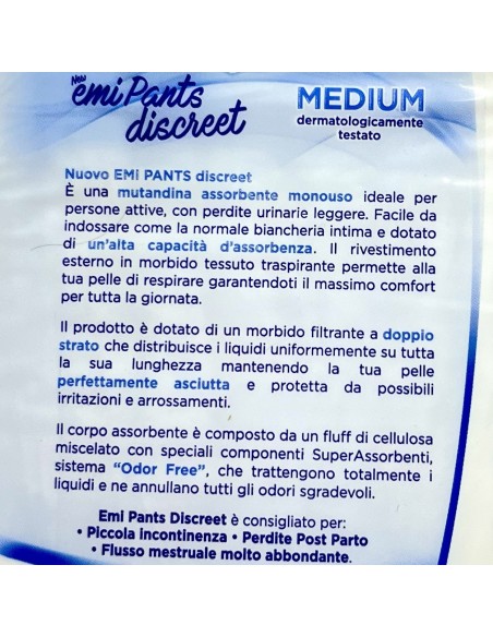 emi pants discreet mutandina elasticizzata - 8 pezzi - taglia m medium: tuttocasashop.live: igiene e cura della persona