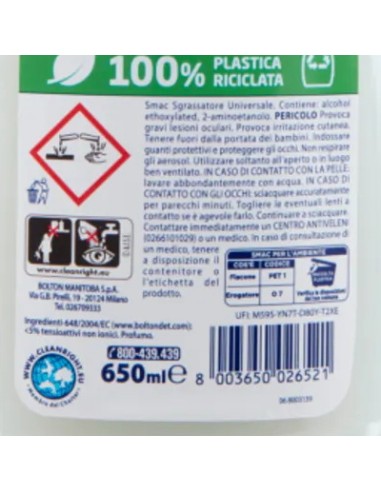 smac detergente spray con erogatore - 750ml - sgrassatore universale: tuttocasashop.live: pulizia e cura della casa