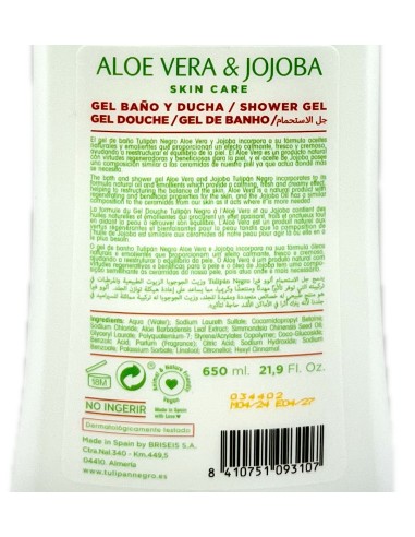 tulipan negro bagnoschiuma - 650ml - aloe vera & jojoba: tuttocasashop.live: igiene e cura della persona