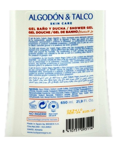 tulipan negro bagnoschiuma 650ml - cotone e talco - idratazione e morbidezza: tuttocasashop.live: igiene e cura della persona