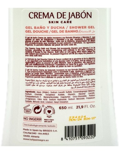 tulipan negro bagnoschiuma - 650ml - crema di sapone - massima idratazione: tuttocasashop.live: igiene e cura della persona