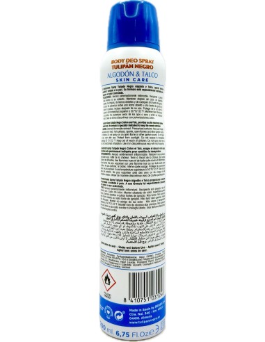 tulipan negro deodorante spray - 200ml - cotone e talco: tuttocasashop.live: igiene e cura della persona
