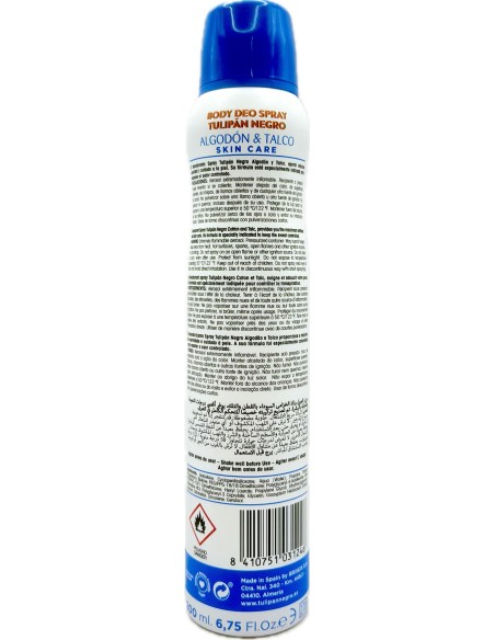 tulipan negro deodorante spray - 200ml - cotone e talco: tuttocasashop.live: igiene e cura della persona