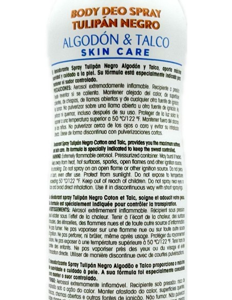 tulipan negro deodorante spray - 200ml - cotone e talco: tuttocasashop.live: igiene e cura della persona