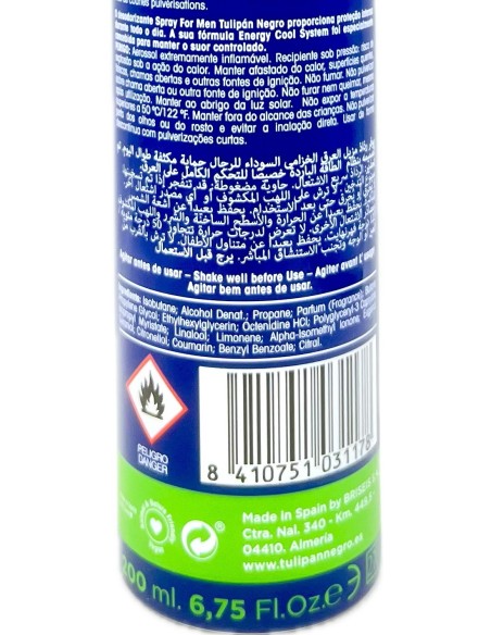 tulipan negro deodorante spray - 200ml - for men - sport: tuttocasashop.live: igiene e cura della persona