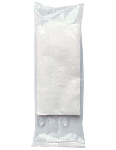 bis posate in plastica 17cm forchetta e coltello trasparenti + tovagliolo: tuttocasashop.live: carta & monouso