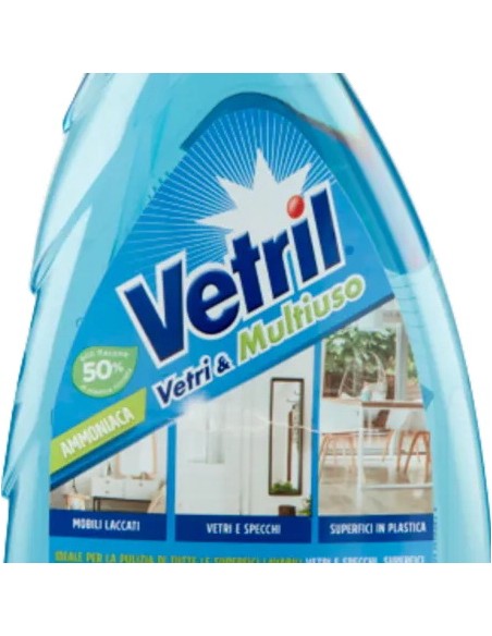 vetril detergente multiuso spray 650ml - con ammoniaca - blu: tuttocasashop.live: pulizia e cura della casa