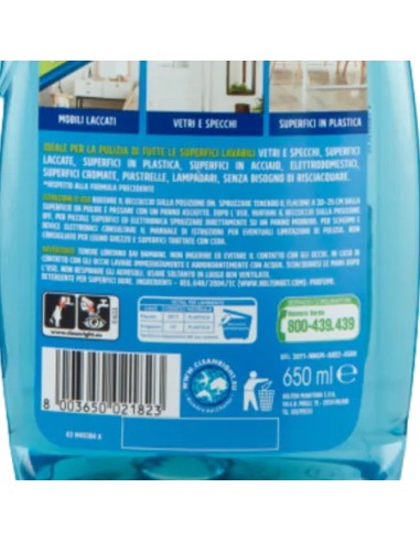 vetril detergente multiuso spray 650ml - con ammoniaca - blu: tuttocasashop.live: pulizia e cura della casa