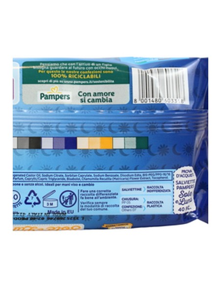 pampers sole&luna salviettine umidificate baby - 40 pezzi: tuttocasashop.live: igiene e cura della persona