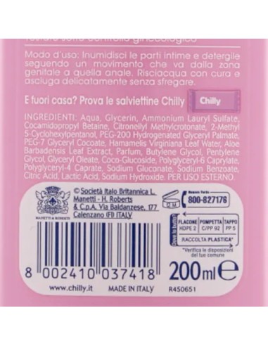 chilly detergente intimo 200ml - delicato - pelli sensibili - antiodor: tuttocasashop.live: igiene e cura della persona