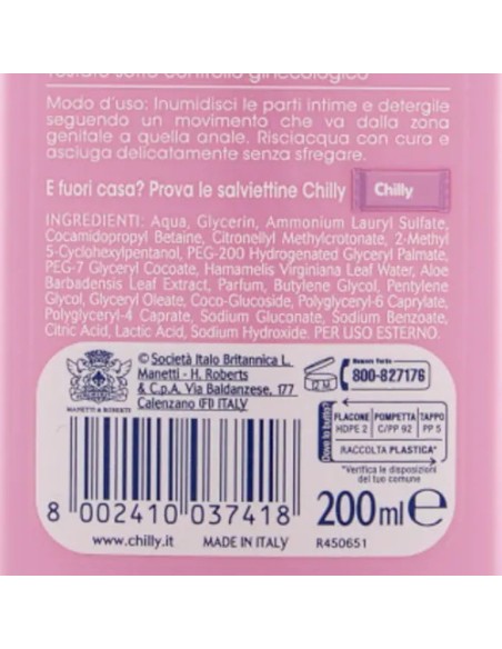 chilly detergente intimo 200ml - delicato - pelli sensibili - antiodor: tuttocasashop.live: igiene e cura della persona