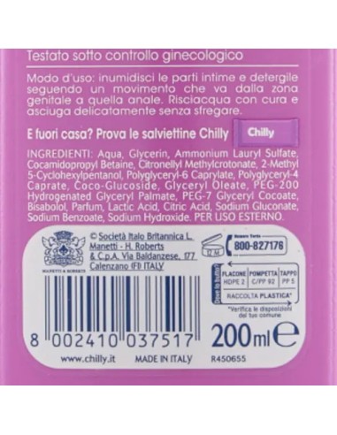 chilly detergente intimo 200ml - lenitivo - sollievo dai fastidi intimi: tuttocasashop.live: igiene e cura della persona