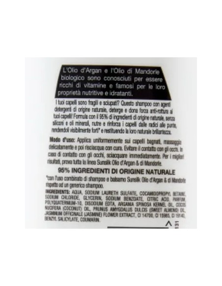 sunsilk shampoo 250ml - olio di argan e di mandorle - capelli fragili: tuttocasashop.live: igiene e cura della persona