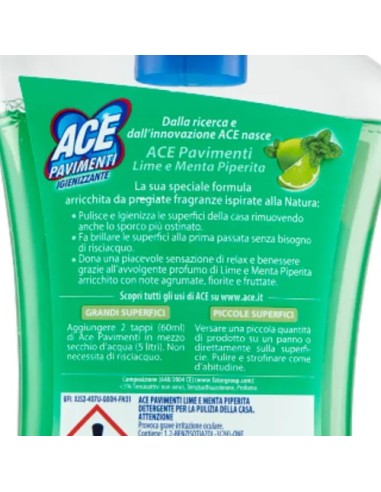 ace pavimenti igienizzante - 1 litro - lime e menta: tuttocasashop.live: pulizia e cura della casa
