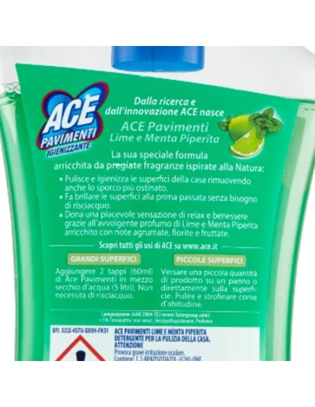 ace pavimenti igienizzante - 1 litro - lime e menta: tuttocasashop.live: pulizia e cura della casa