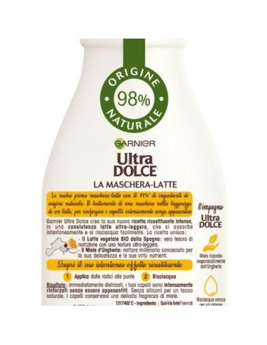 ultra dolce la maschera latte - 250ml - miele - ricostituente: tuttocasashop.live: igiene e cura della persona