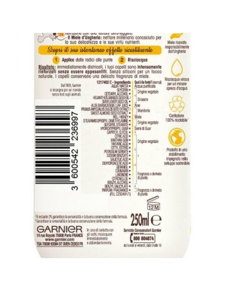 ultra dolce la maschera latte - 250ml - miele - ricostituente: tuttocasashop.live: igiene e cura della persona