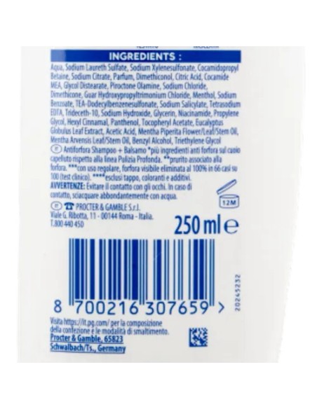 head & shoulders shampoo e balsamo 2in1 250ml - antiprurito: tuttocasashop.live: igiene e cura della persona