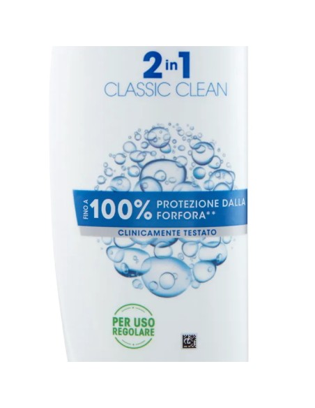 head & shoulders shampoo e balsamo 2in1 250ml - classic clean: tuttocasashop.live: igiene e cura della persona