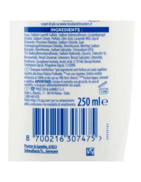 head & shoulders shampoo antiforfora 250ml - citrus fresh - capelli grassi: tuttocasashop.live: igiene e cura della persona