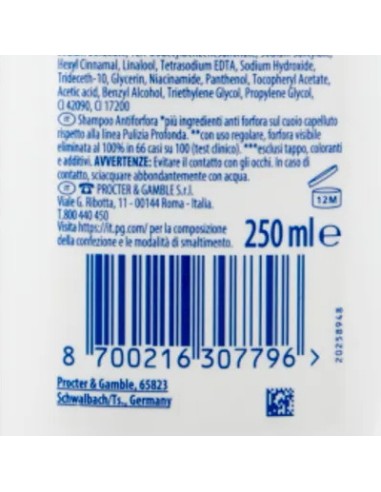 head & shoulders shampoo antiforfora 250ml - classic clean: tuttocasashop.live: igiene e cura della persona