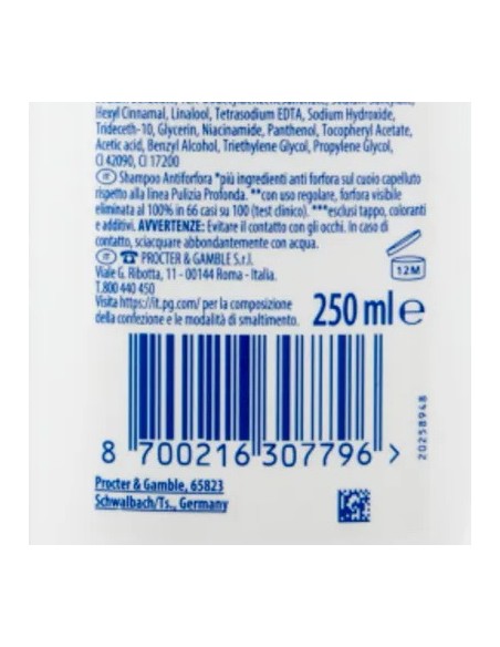 head & shoulders shampoo antiforfora 250ml - classic clean: tuttocasashop.live: igiene e cura della persona
