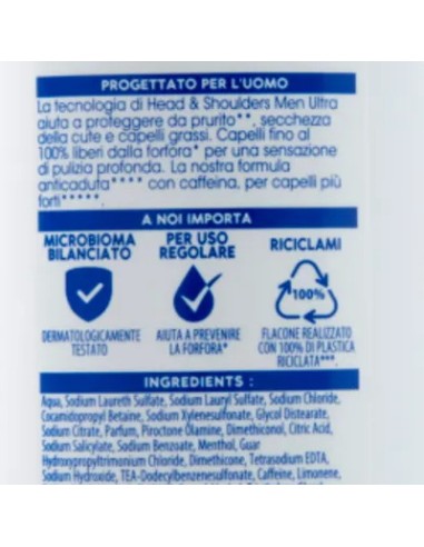 head & shoulders shampoo antiforfora 250ml - men ultra - anticaduta: tuttocasashop.live: igiene e cura della persona